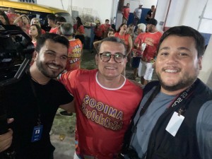 Os profissionais da Secretaria de Comunicação: André França (Cinegrafista), Rodrigo Florêncio (Secretário) e Marcos Pirralho (Fotógrafo)