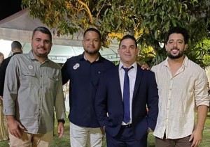 Os amigos: radialista Luiz Fernando, Jeferson Moura e Carlos José Graça e o empresário Renato Souza